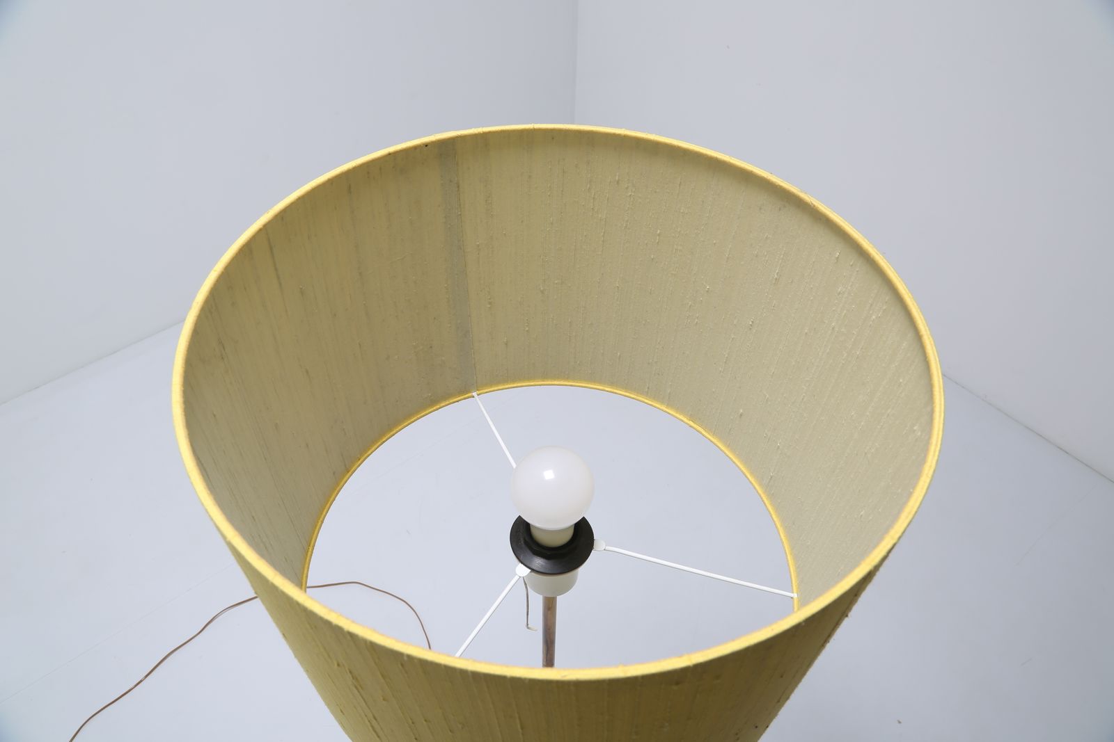 photo for sale Mid Century Swedish Brass And Frosted Glass Floor Lamp By Falkenbergs Belysning, 1960s