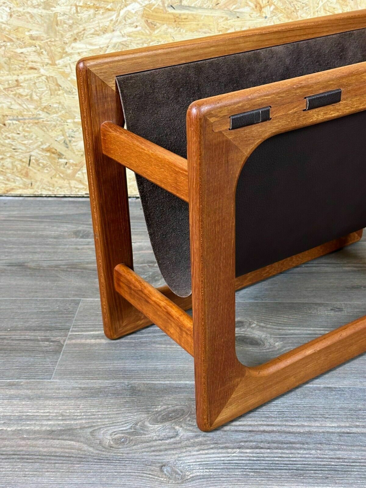 60s 70s Newspaper Holder Newspaper Stands R Aksel Kjersgaard Made Of Teak & Leather photo Home Decor