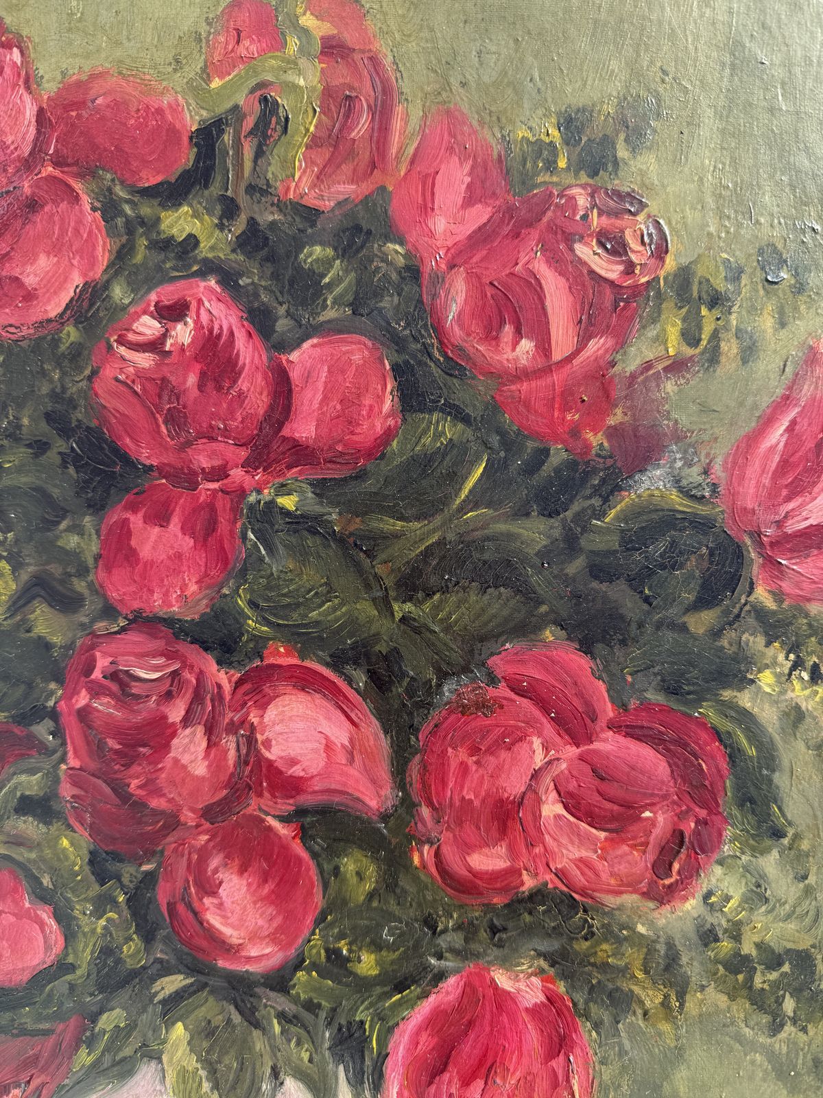 Ramón Calsina Baró – Expressief Roze Bloemenstilleven, Catalaans Modernistisch Olieverfschilderij, Jaren 1940 photo Kunst