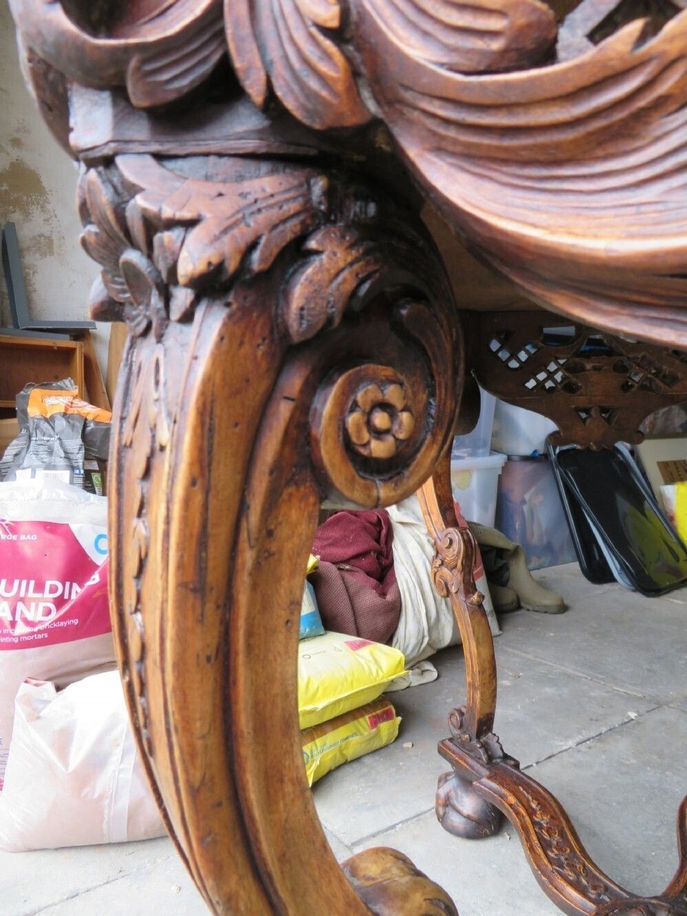 photo for sale Italian Carved Walnut Baroque Console Side Table