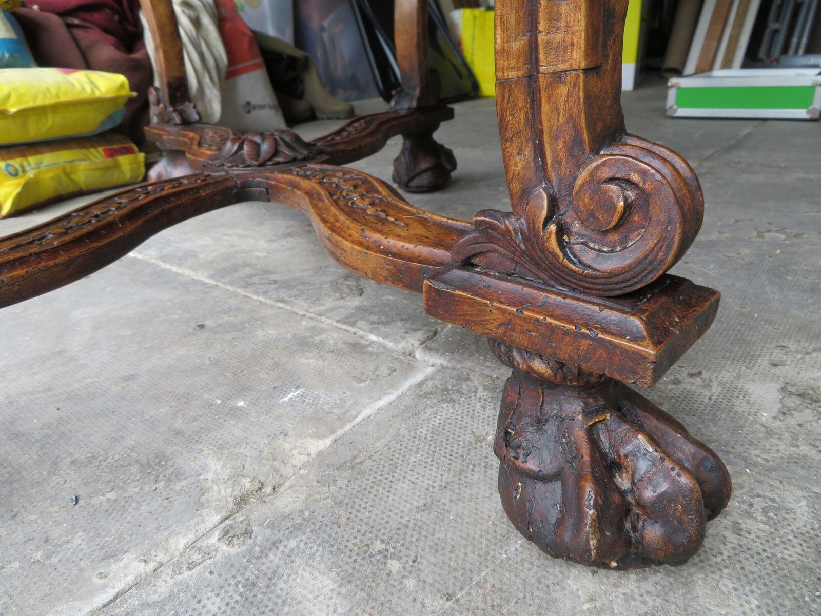 Furniture Italian Carved Walnut Baroque Console Side Table photo