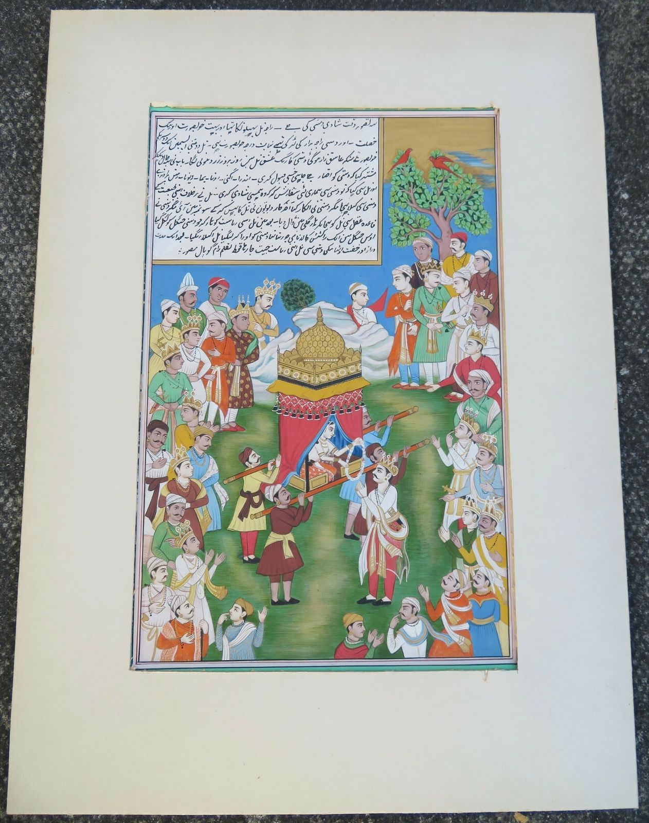 Antique Indian Miniature Painting; An Illustration From The Mahabharata Damayanti's Wedding Choice