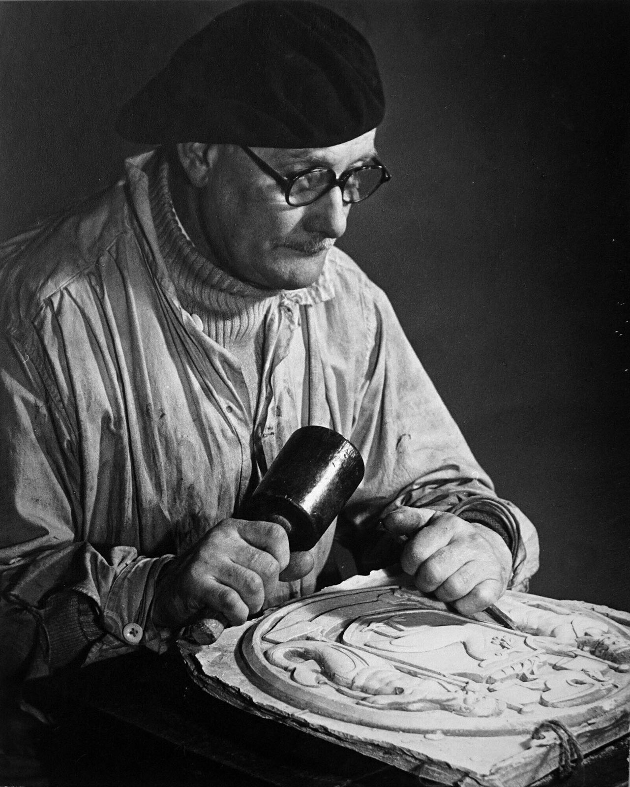 1968 Large Black & White Photograph 'Artist' Portrait With Original Exhibition Label Signed & Dated Fine Art Print