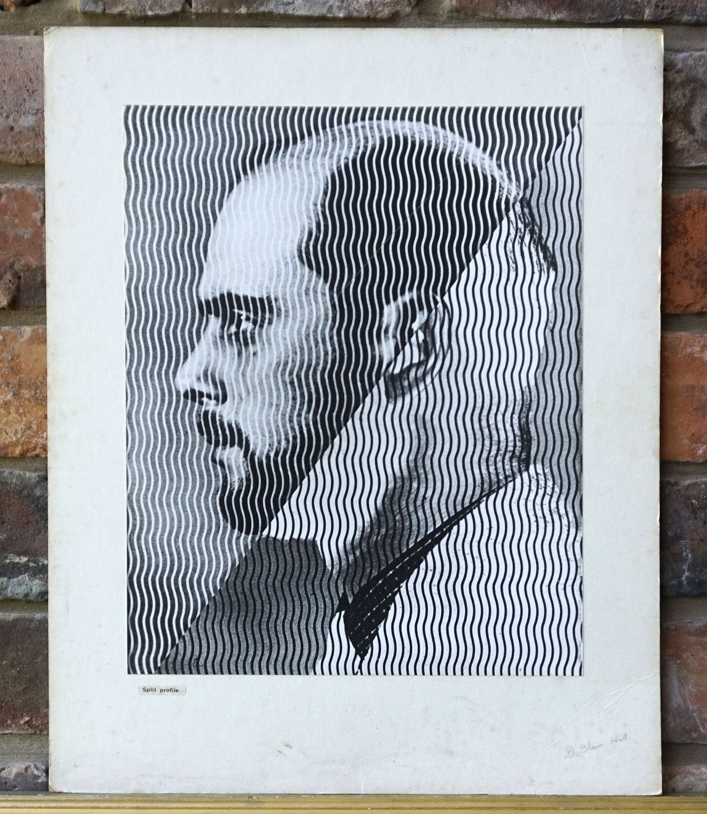 1968 Large Black & White Photograph Op Art Portrait 'Split Profile' Signed & Dated Abstract Fine Art Print photo for sale