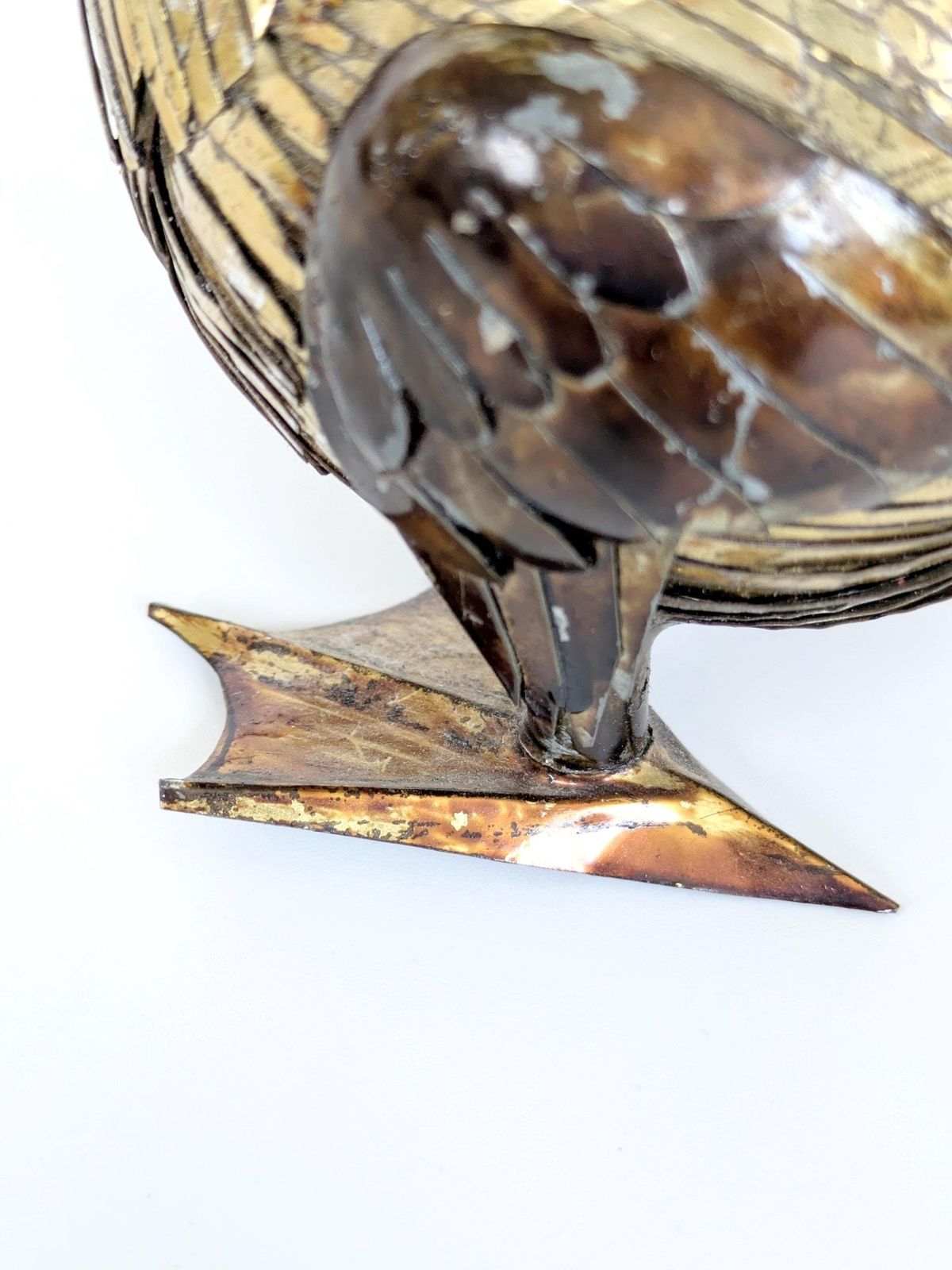 Kunst Mid-Century Brutalist Dodo-vogelsculptuur in messing en koper, handgemaakt, gemengde metalen, jaren 1960 photo