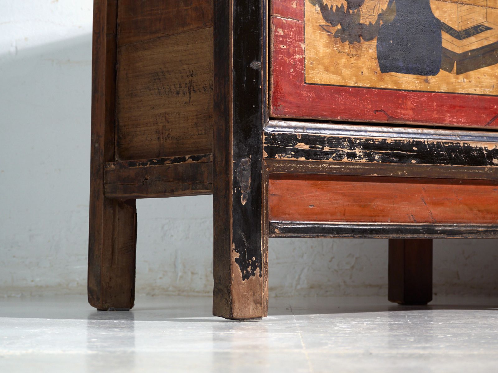 Antique Lacquered Sideboard With Painted Lotus Motifs – China, Circa 1920 photo for sale