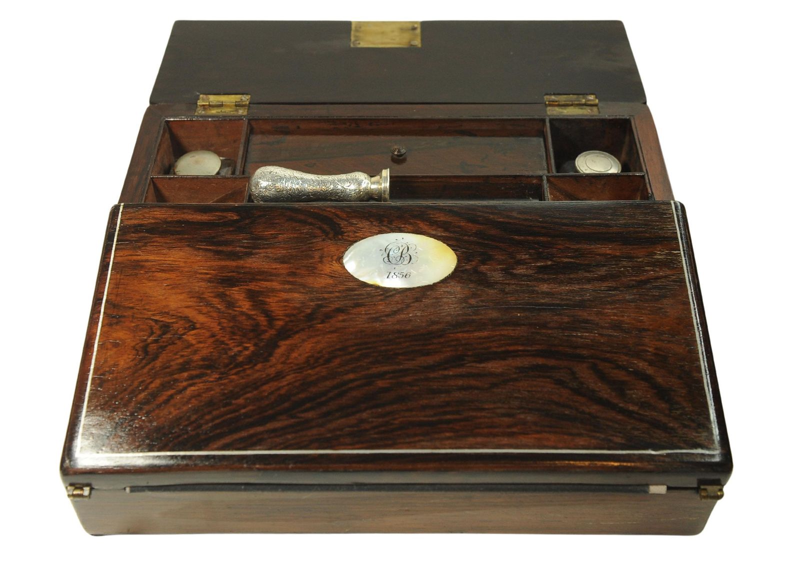 photo for sale 19th Century Rosewood Writing Slope Decorated With Beautiful Inlay Throughout
