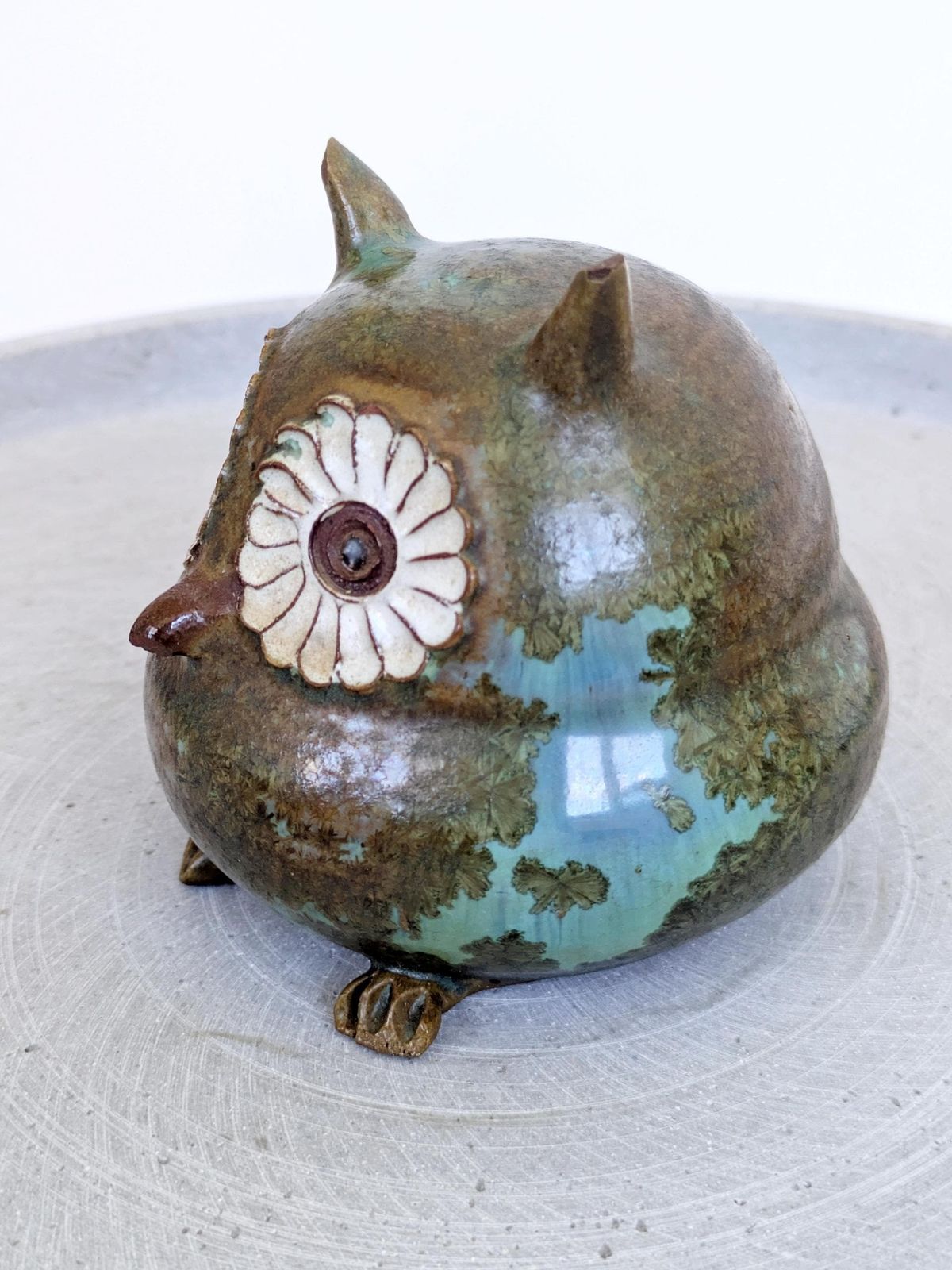 Mid Century Ceramic Owl Figurine Scandinavian Modern Paperweight Nordic Decor photo vinterior