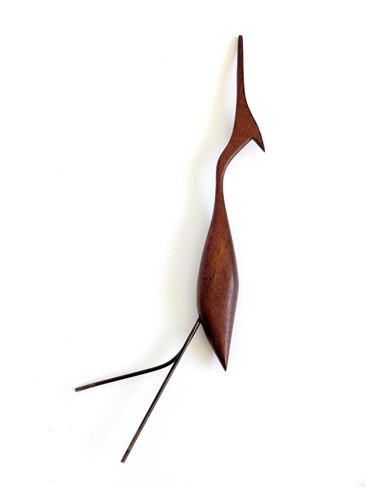 photo furniture Midcentury Teak Crane Sculptures Danish Modernist Wood Birds On Stand Decor 1960