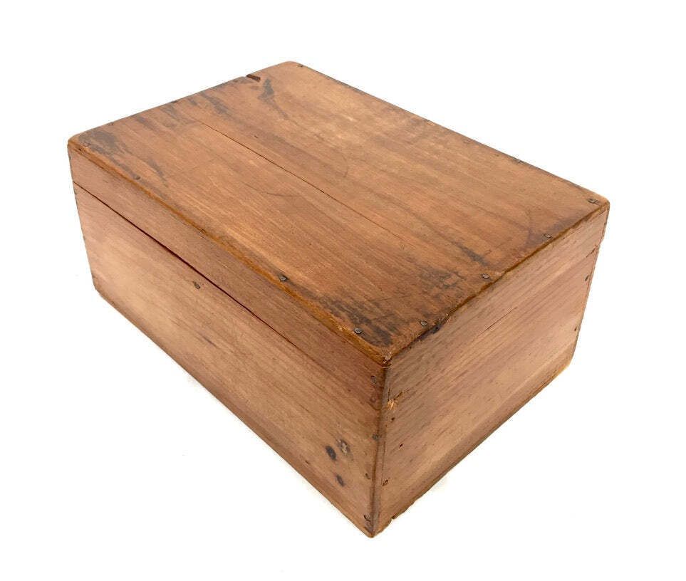 Antique Wood Storage Box With Haberdashery Sewing Collectable Items 20th Century photo furniture