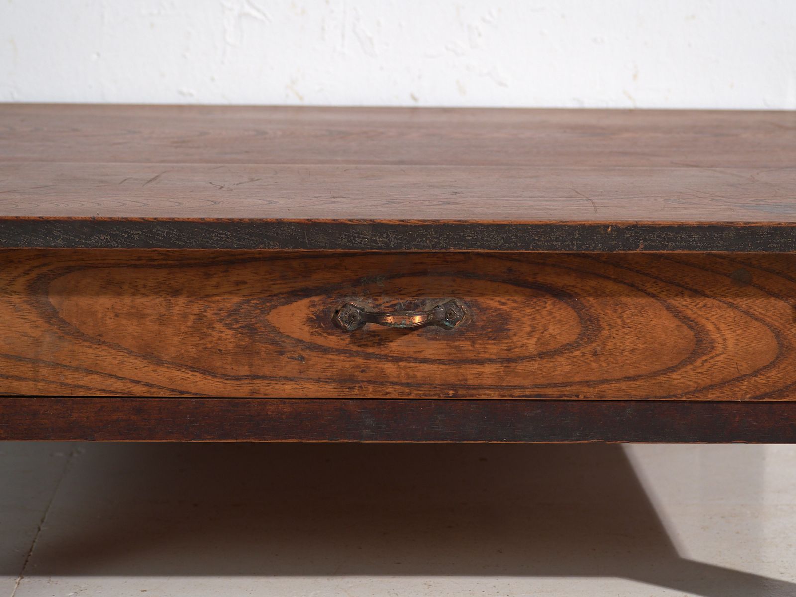 Antique Japanese Low Table With Pass Through Drawer In Keyaki – Japan, Circa 1920 photo vintage