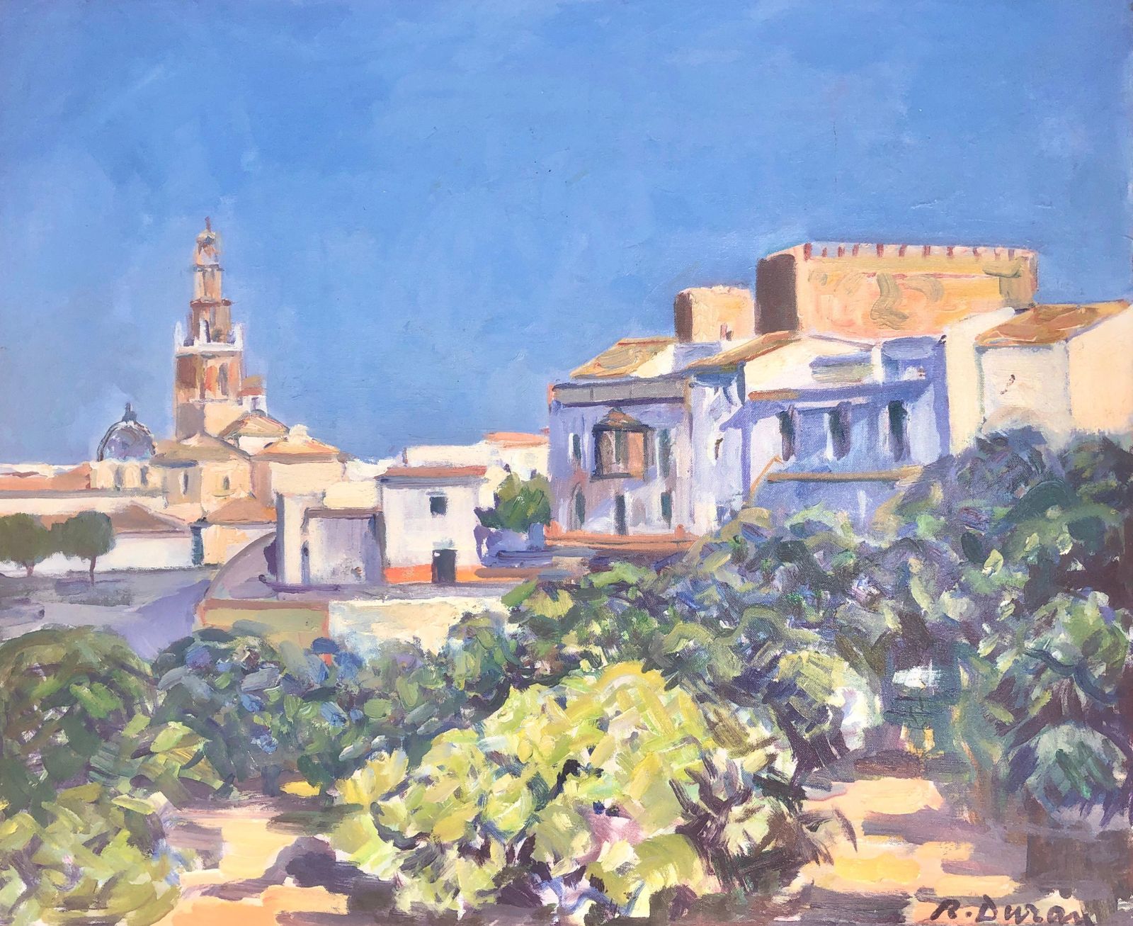 Rafael Duran Benet Mediterranean Andalusian Townscape Carmona Spain Post Impressionist Oil Painting 2005