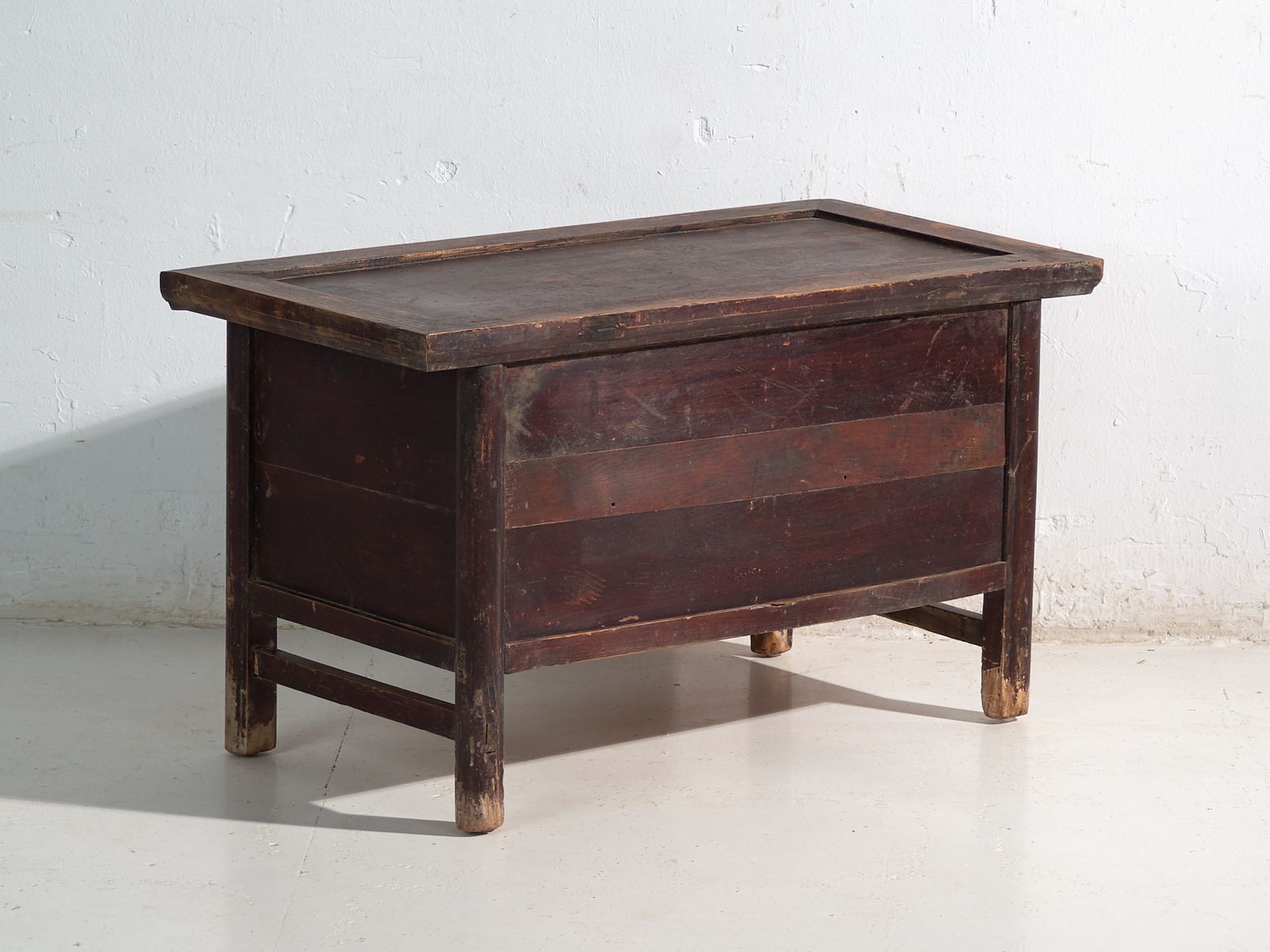 photo furniture Antique Chinese Low Altar Cabinet With Two Doors And Dark Patina – China, Circa 1900