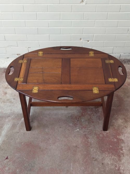 Antique Campaign Mahogany Butlers Tray On Stand photo Furniture