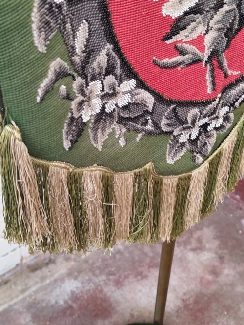 Antique Victorian Country House Velvet Needlework Fireside Brass Pole Screen photo buy