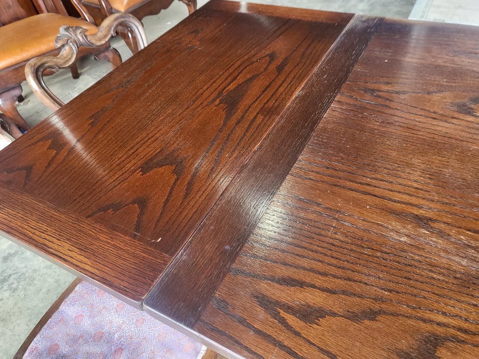 Vintage Dark Oak Large Extending Pedestal Dining Table Seat 12 photo vinterior