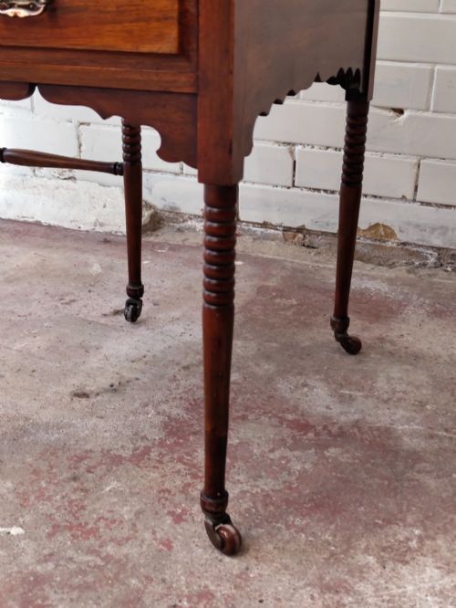Antique Edwardian Mahogany Inlaid & Leather Ladies Writing Desk photo for sale
