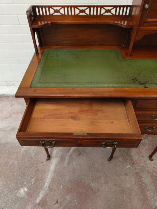 photo vinterior Antique Edwardian Mahogany Inlaid & Leather Ladies Writing Desk