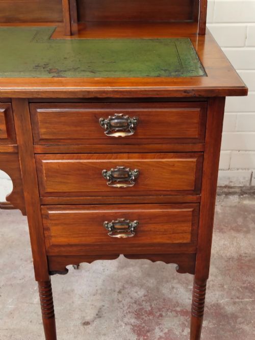 photo buy Antique Edwardian Mahogany Inlaid & Leather Ladies Writing Desk