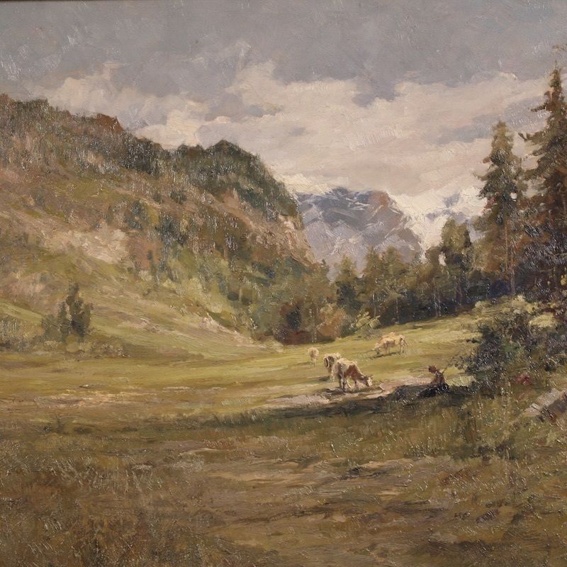 Peinture de paysage italien signée Giuseppe Gheduzzi, début du XXe siècle photo for sale