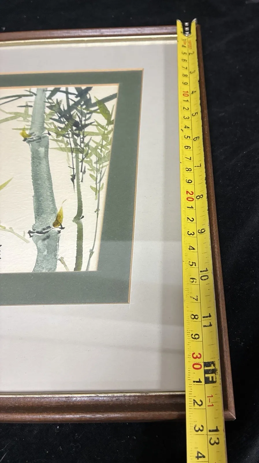 Chinese Watercolour & Ink Signed & Framed Bamboo Stalks & Leaves photo vintage