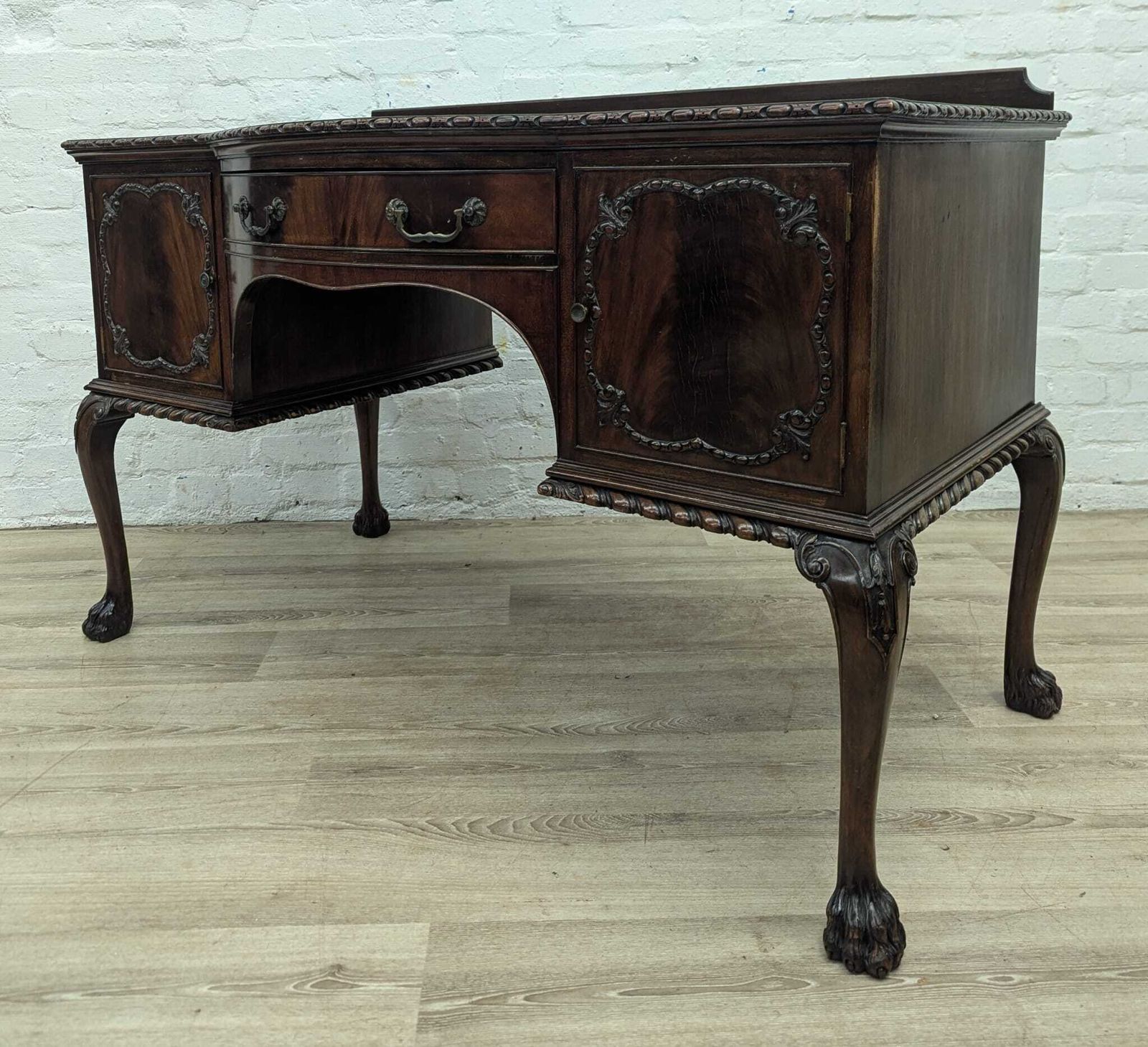Early 20th Century Chippendale Style Mahogany Desk By Bath Cabinet Makers