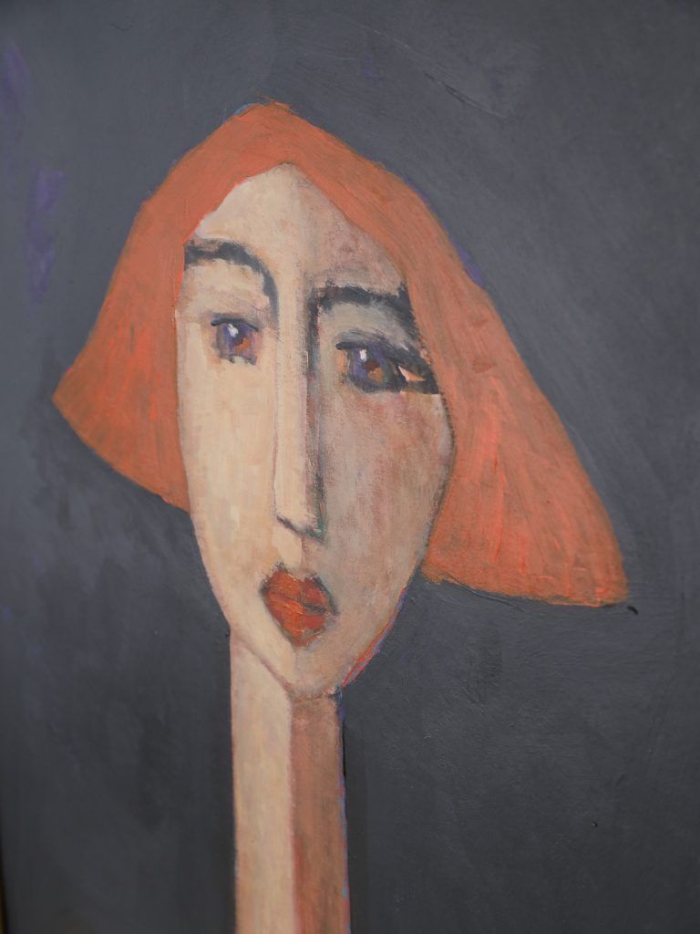 photo vinterior Harry Charles Tim Neo Expressionist Acrylic Painting ‘Alice’   Longhead Series, 2025