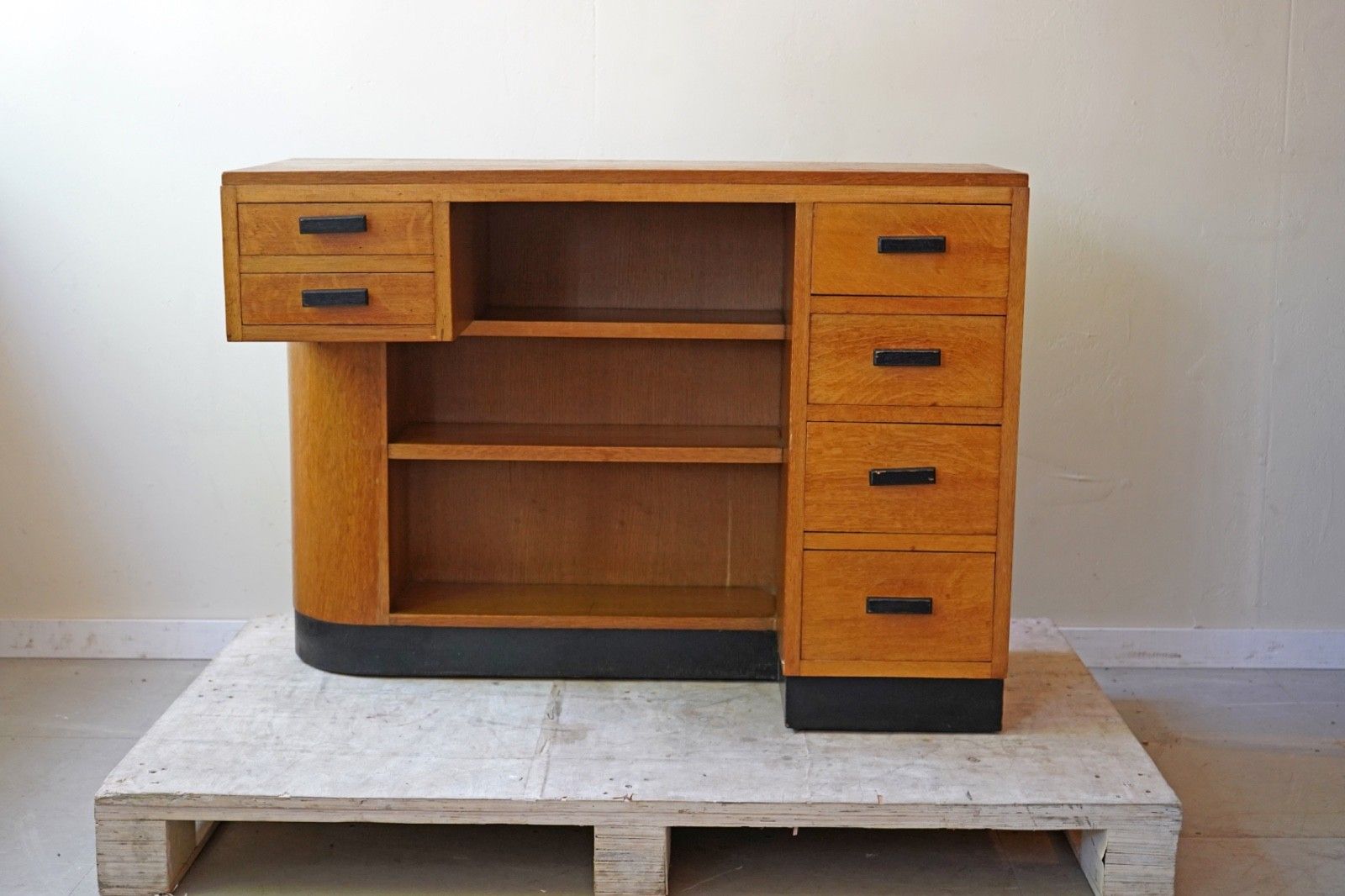 Art Deco Oak Desk, England C.1930 40s photo for sale