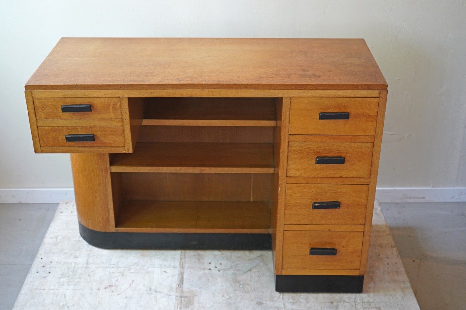 Art Deco Oak Desk, England C.1930 40s photo 1200.0