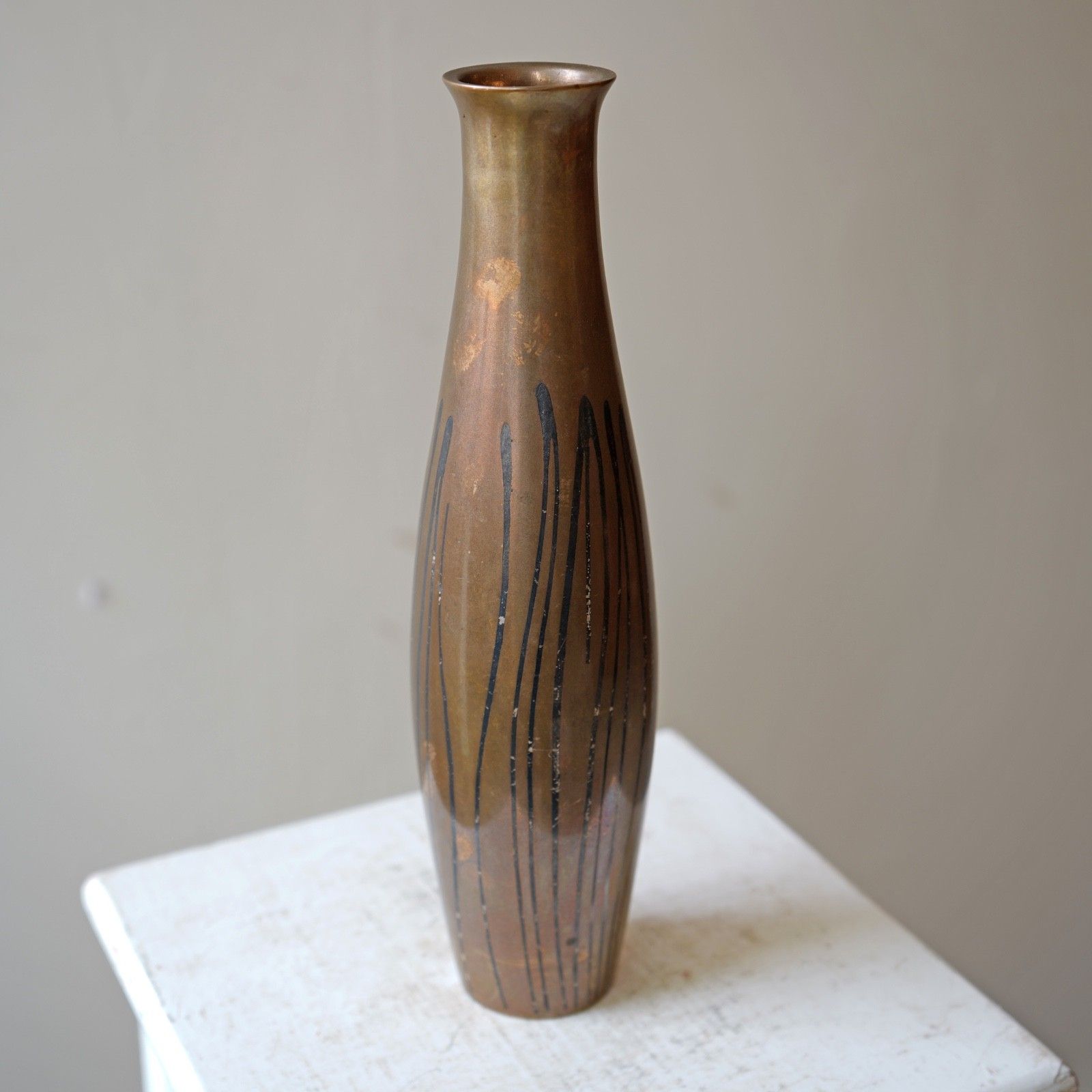 Mid Century French Metal Vase photo vintage