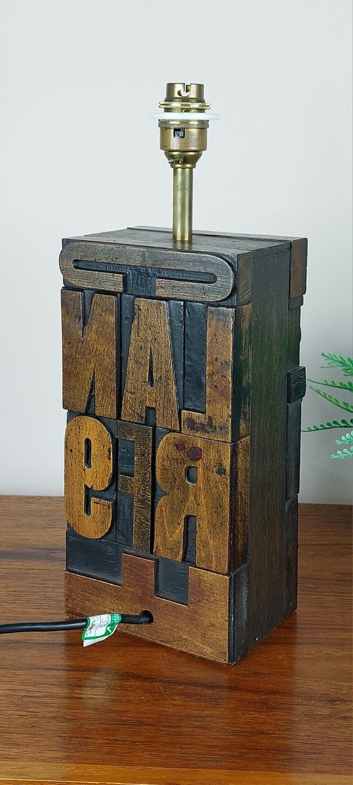 Vintage Letterpress Table Lamp 1960s/70s Printing Block Industrial Mcm Style photo buy