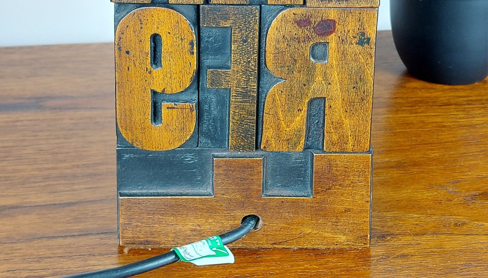 photo for sale Vintage Letterpress Table Lamp 1960s/70s Printing Block Industrial Mcm Style