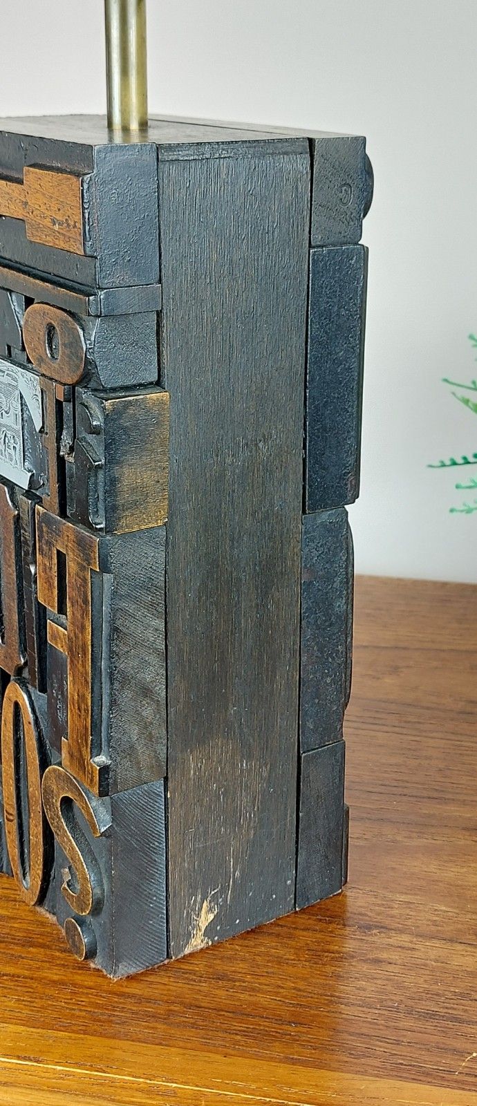 145.0 Vintage Letterpress Table Lamp 1960s/70s Printing Block Industrial Mcm Style photo