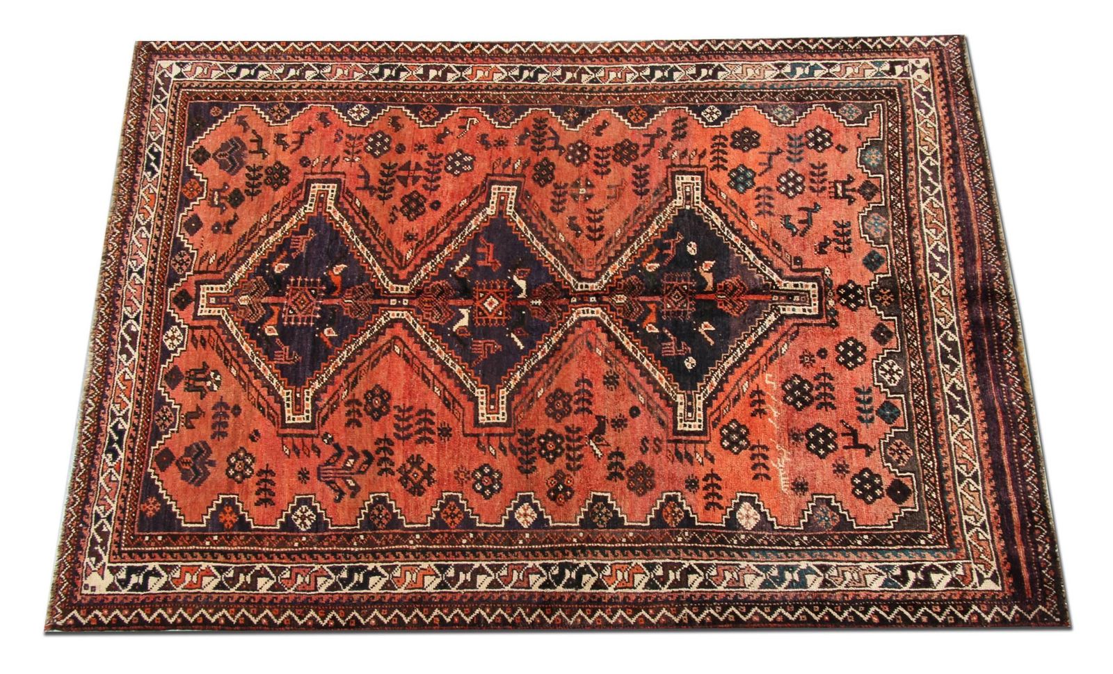 Tribal Vintage Vloerkleed, Roestkleurig Handgemaakt Tapijt Traditioneel Kleed photo for sale