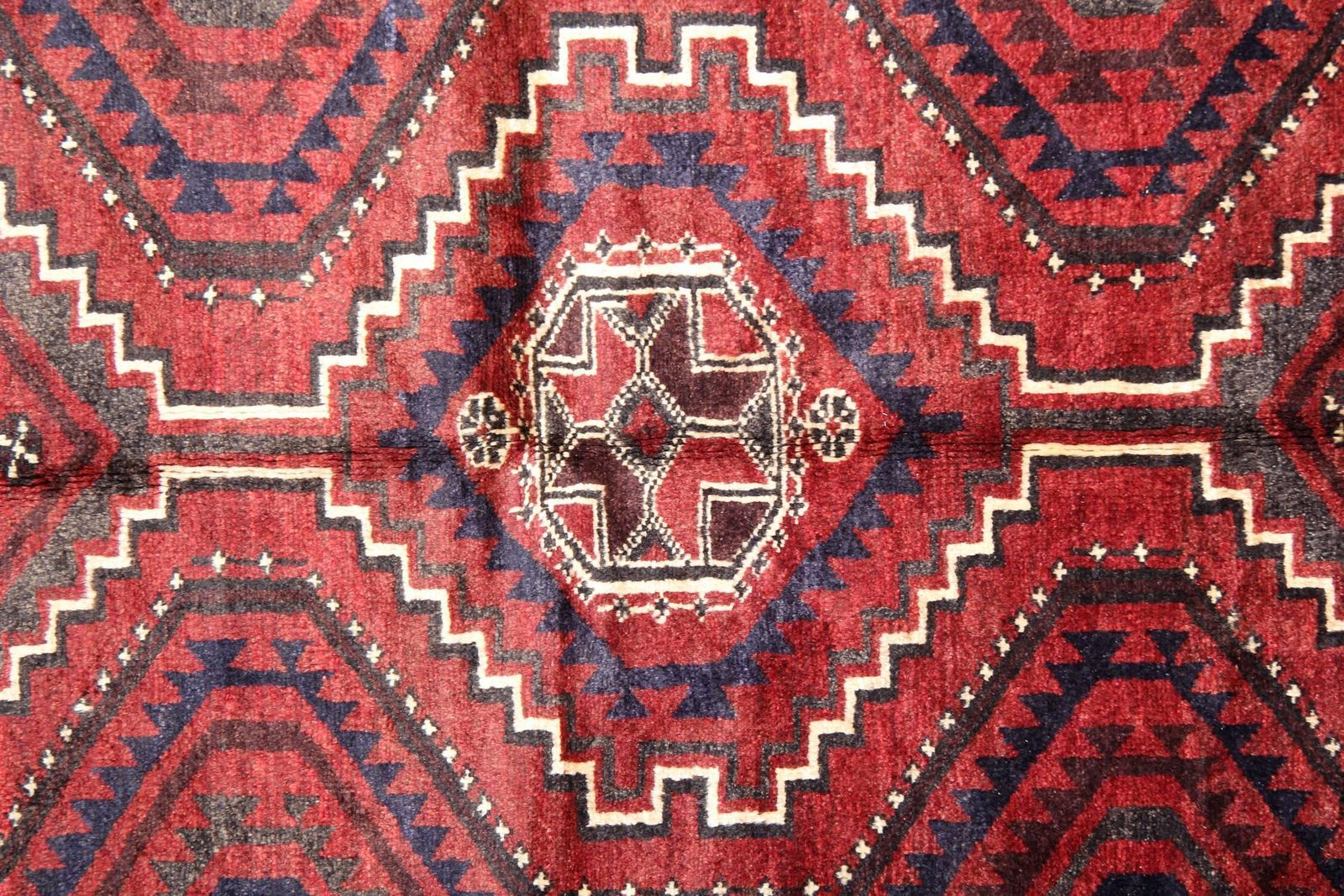 Oriental Afghan Carpet, Traditional Red Wool Area Rug Handwoven photo furniture