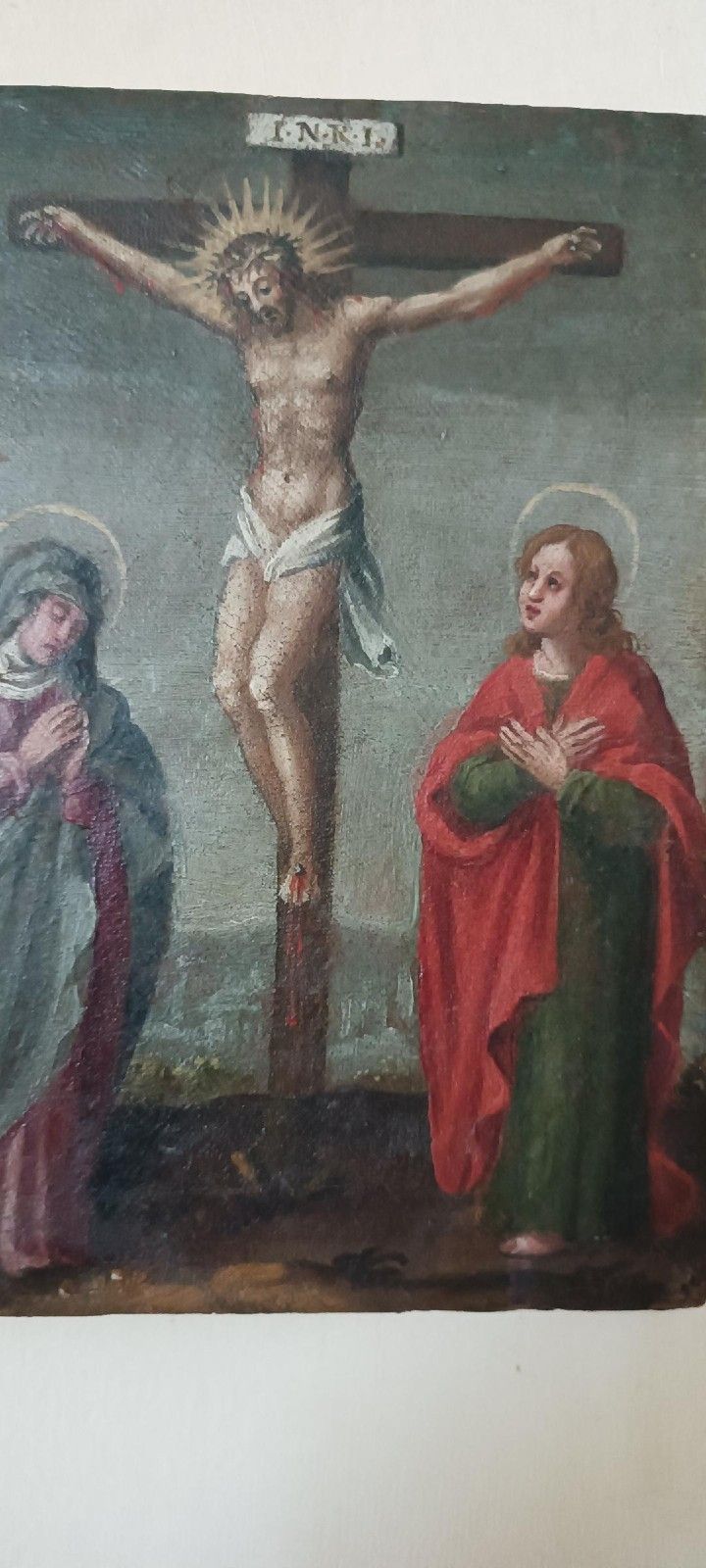 Antique Painting, Oil On Canvas Crucifixion, 18th Century photo vinterior