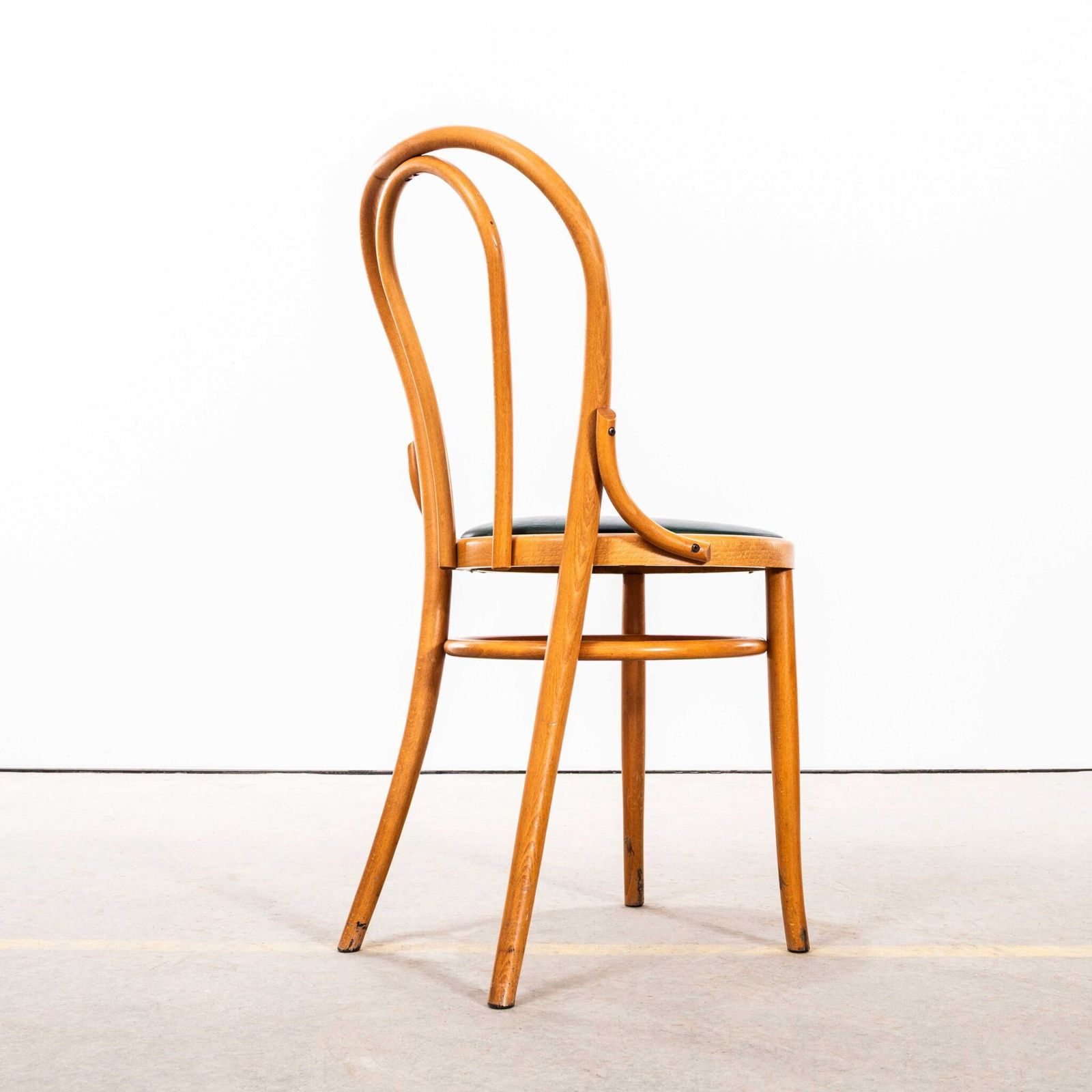 photo furniture 1970’s Original Blonde Hoopbacks With Green Rexine Upholstered Seat