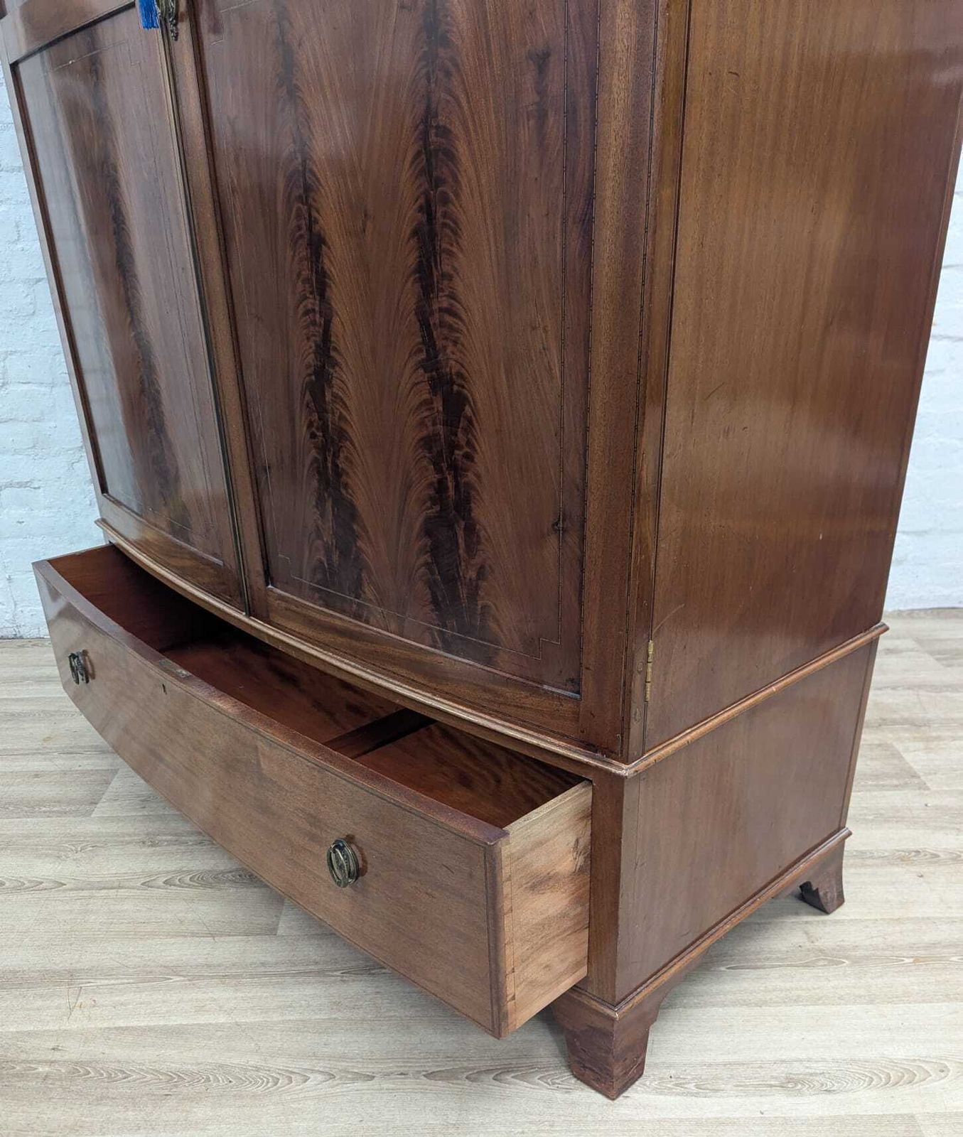 Georgian Inlaid Mahogany Bowfront Double Wardrobe photo Furniture