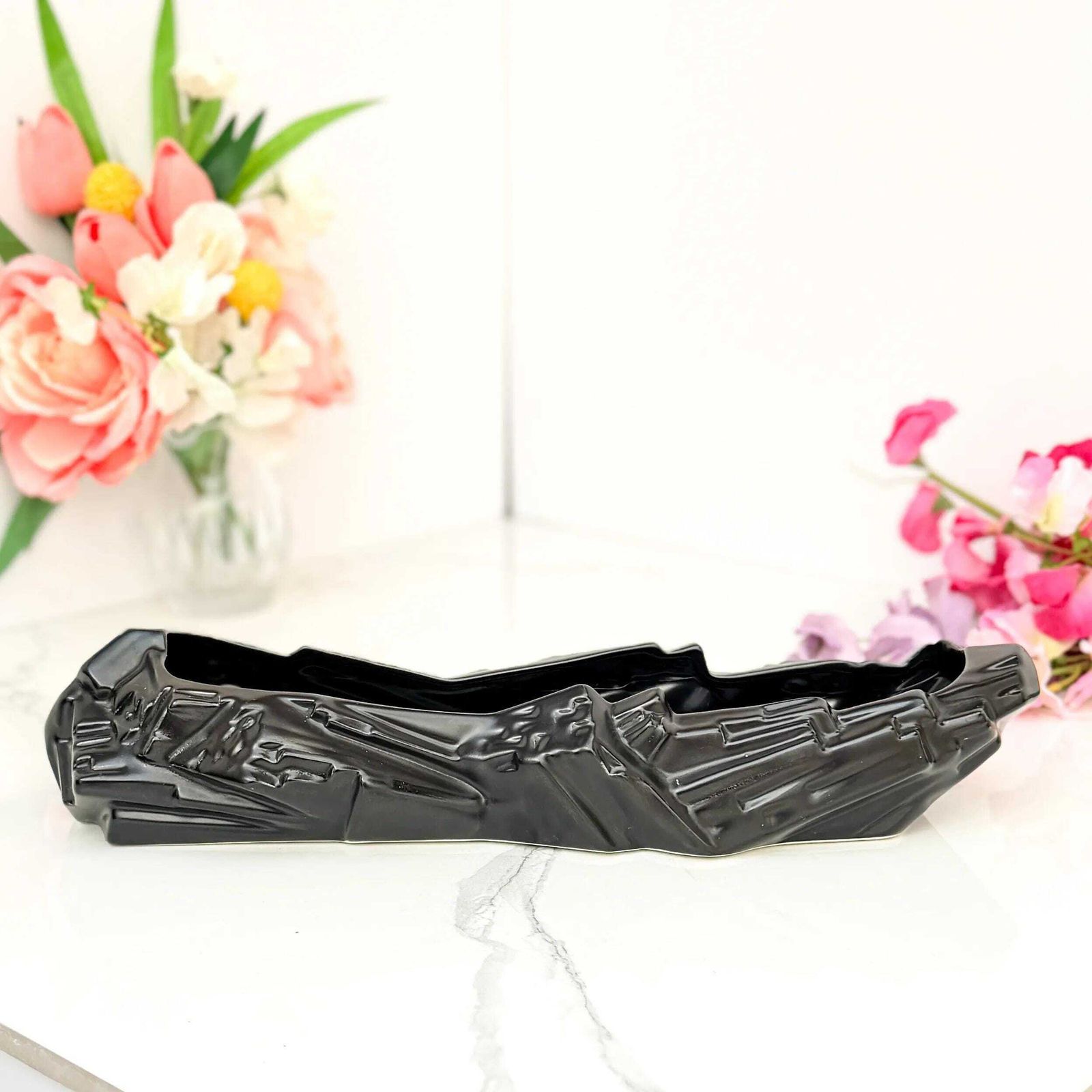 Fulham Pottery Egd Black Mantel Vase Eric Griffiths Geometric Art Deco Planter