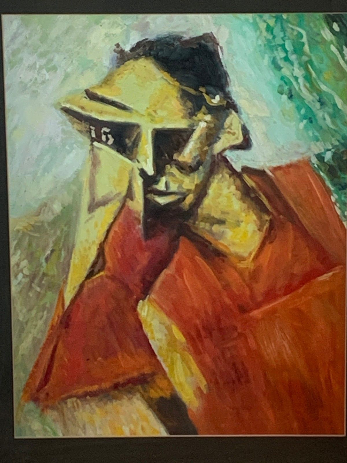 Antique Cubist Oil Painting Portrait After Lyonel Feininger Expressionist, Gilt photo furniture