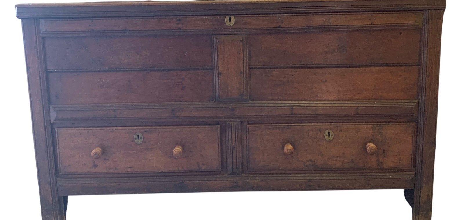 photo buy Antique Georgian Oak Mule Chest Blanket Box Drawers Coffee Table Trunk C.1800