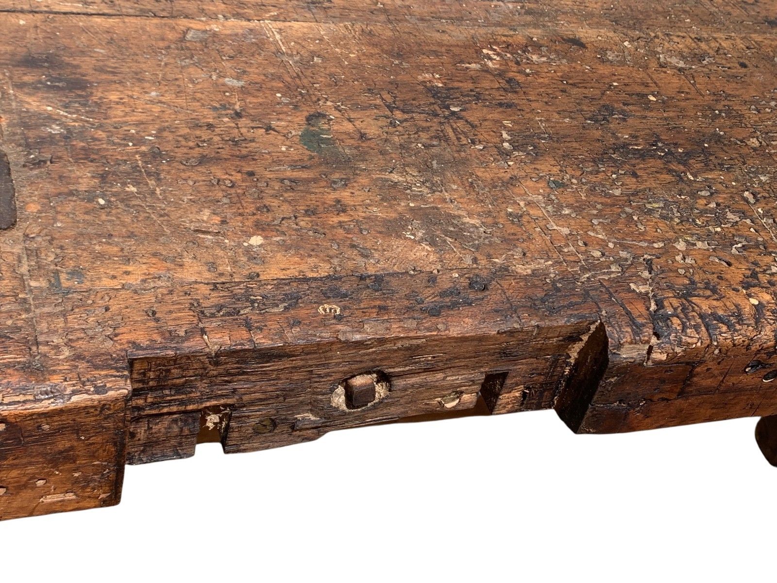 Vintage Industrial Timber Workbench Coffee Table Rustic Carpenter Bench Console photo Furniture