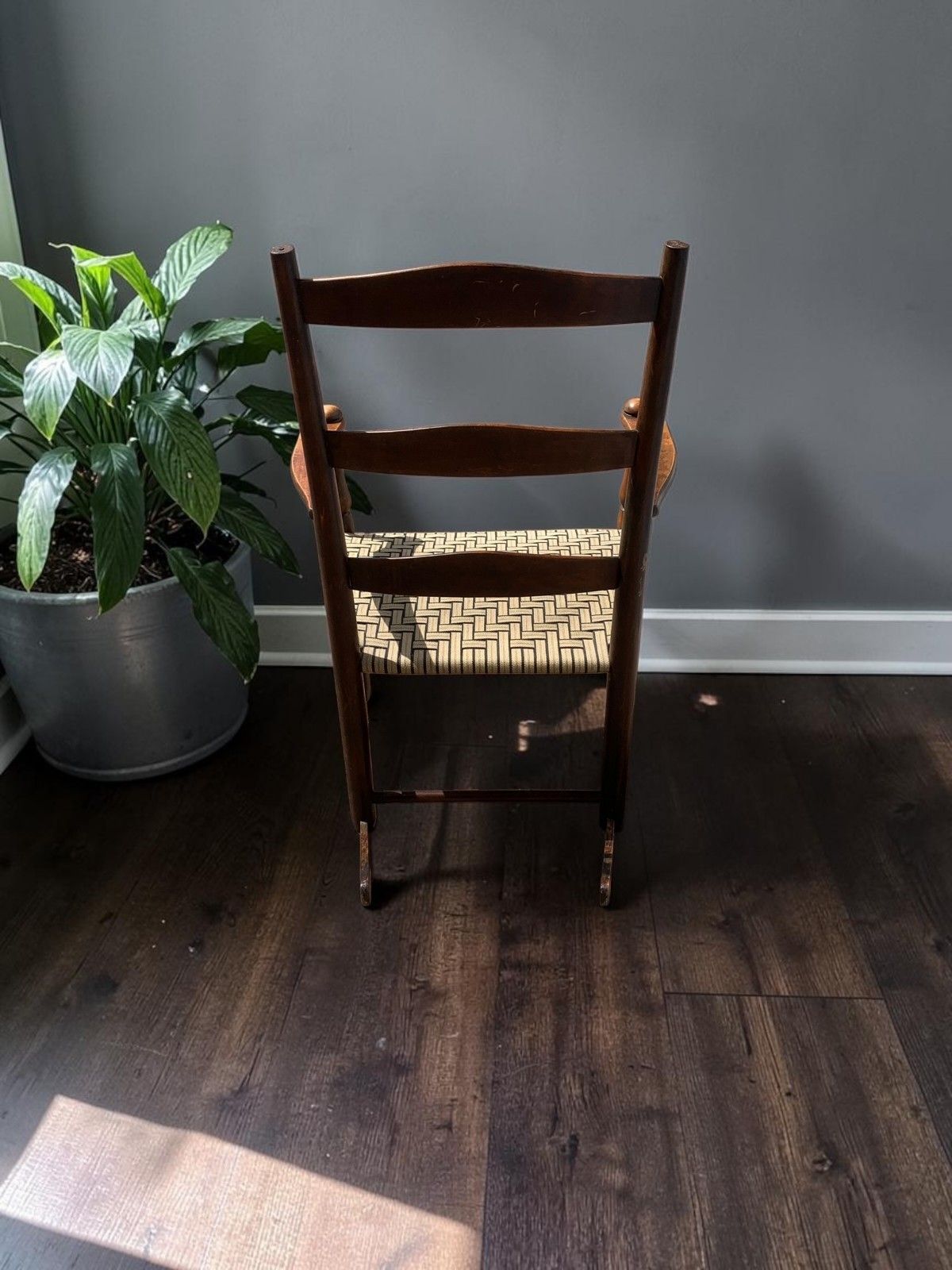 Antique American Child's Shaker Ladderback Rocking Chair Woven Seat C.1900 photo Furniture