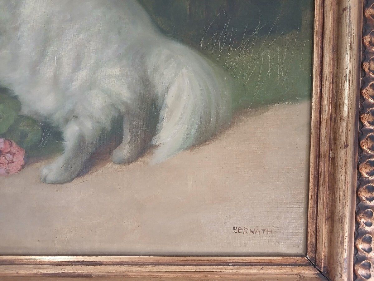 Painting On Canvas Depicting A Kitten And A Persian Cat photo for sale