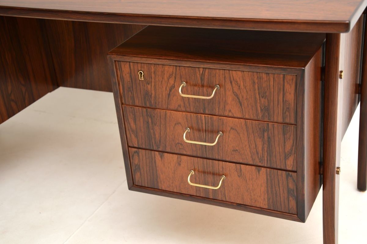 Danish Vintage Midcentury Rosewood And Brass Desk photo 4485.0