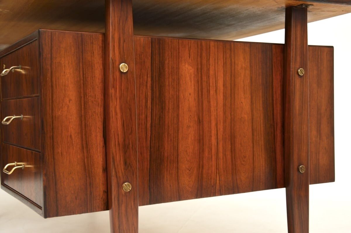 photo for sale Danish Vintage Midcentury Rosewood And Brass Desk