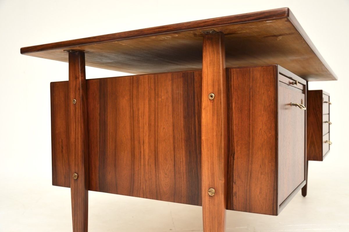 Furniture Danish Vintage Midcentury Rosewood And Brass Desk photo
