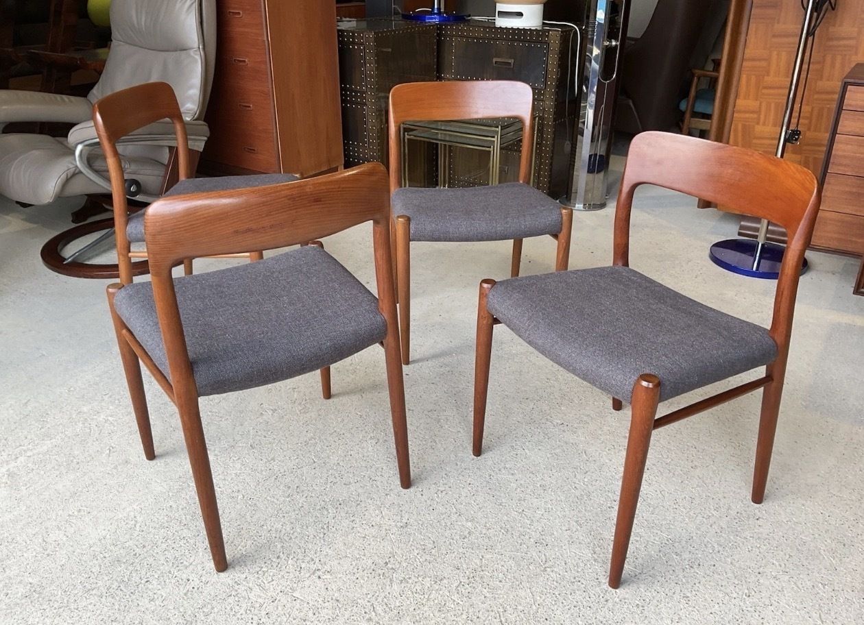 photo for sale Danish Model 75 Dining Chairs By Niels Otto Møller For J.L. Møllers Mobelfabrik