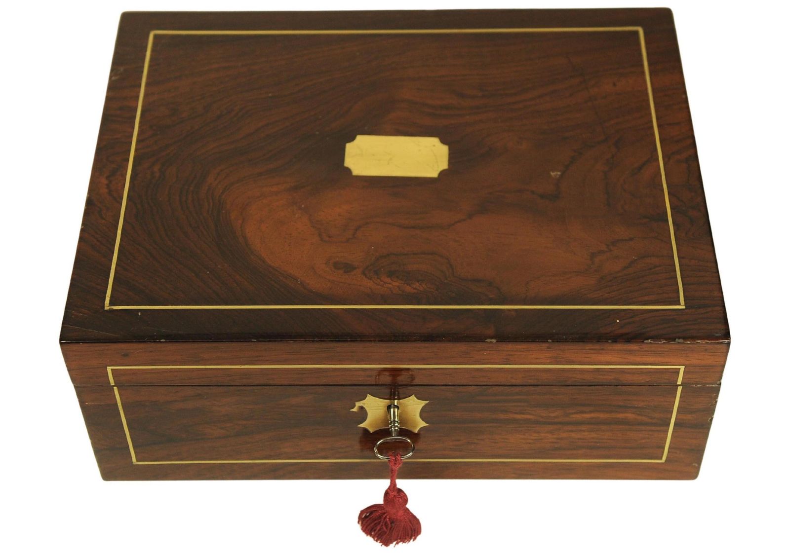 Victorian Rosewood Writing Slope With Brass & Leather Inlay, Circa 1880's