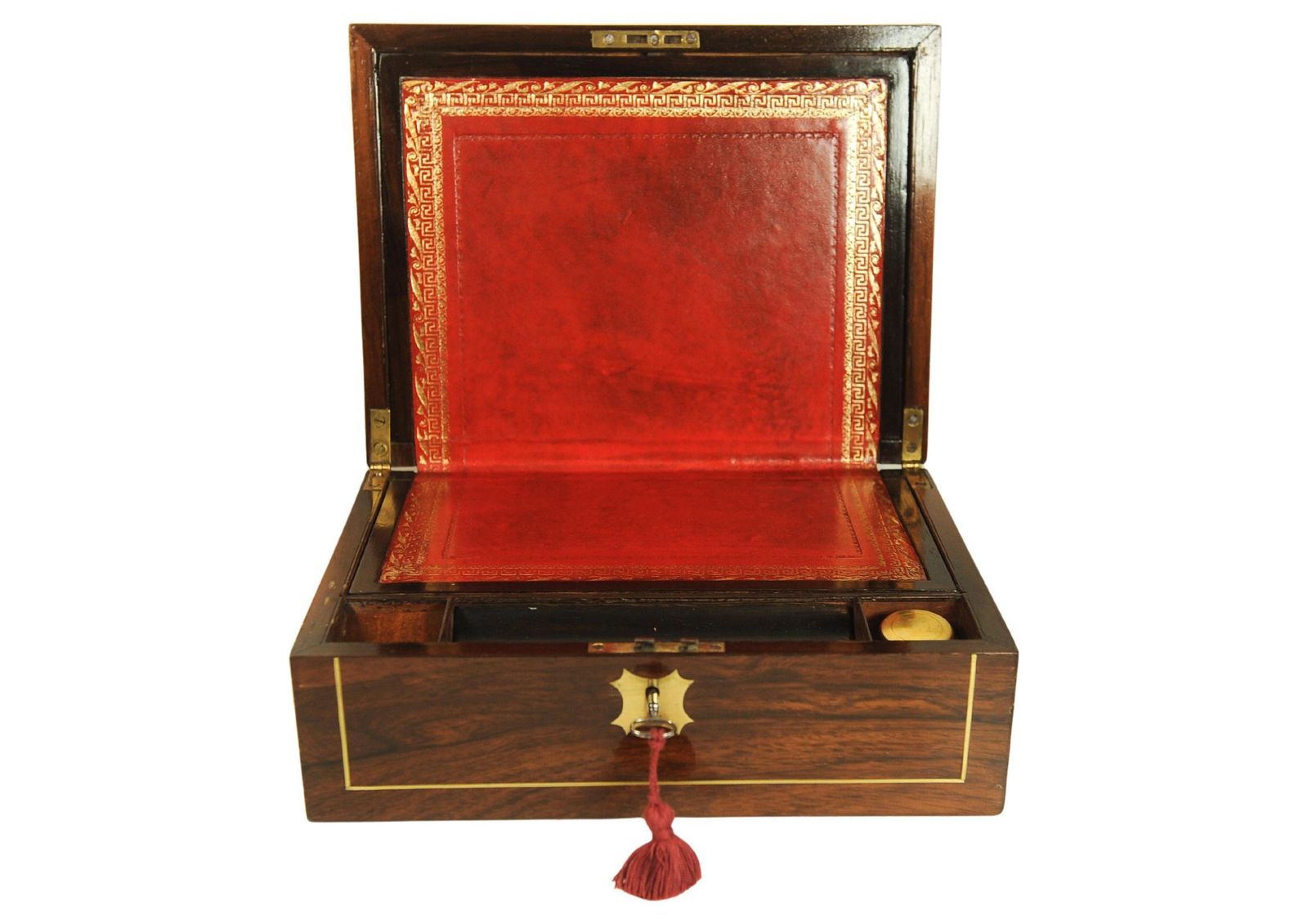 photo furniture Victorian Rosewood Writing Slope With Brass & Leather Inlay, Circa 1880's